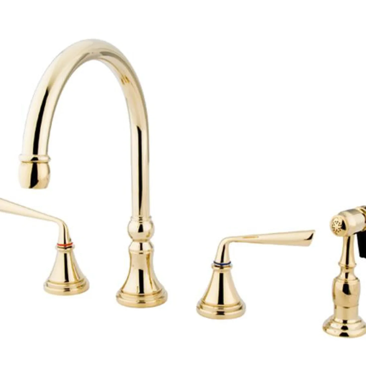 Kingston Brass Silver Sage 8" Deck Mount Kitchen Faucet with Brass Sprayer