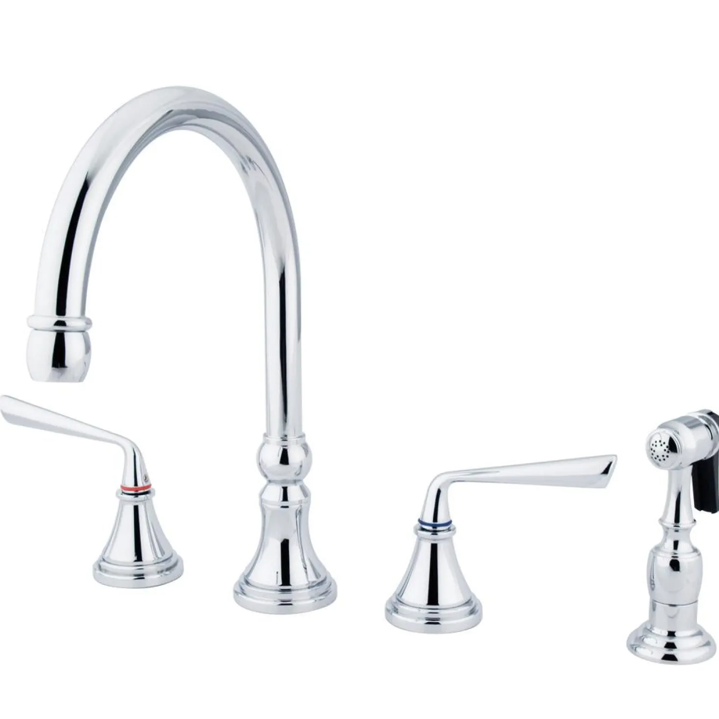Kingston Brass Silver Sage 8" Deck Mount Kitchen Faucet with Brass Sprayer