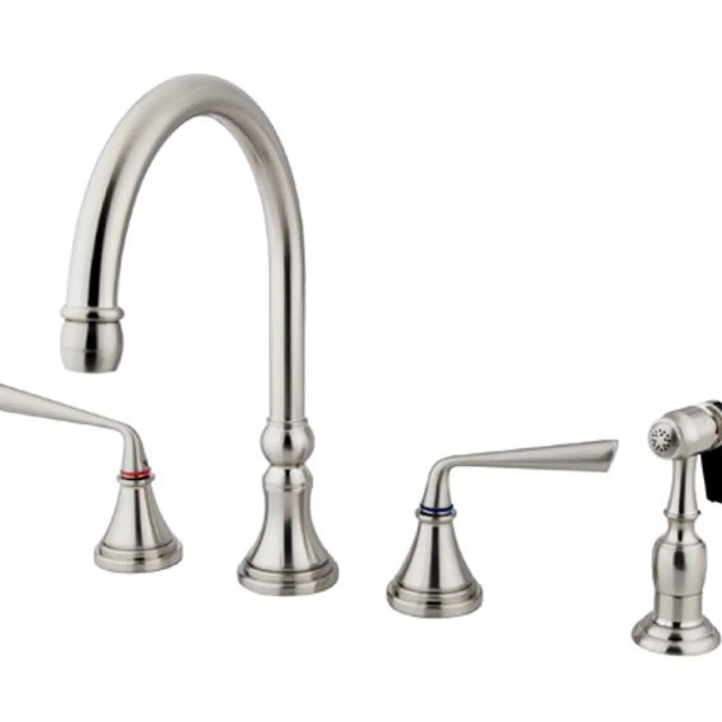 Kingston Brass Silver Sage 8" Deck Mount Kitchen Faucet with Brass Sprayer