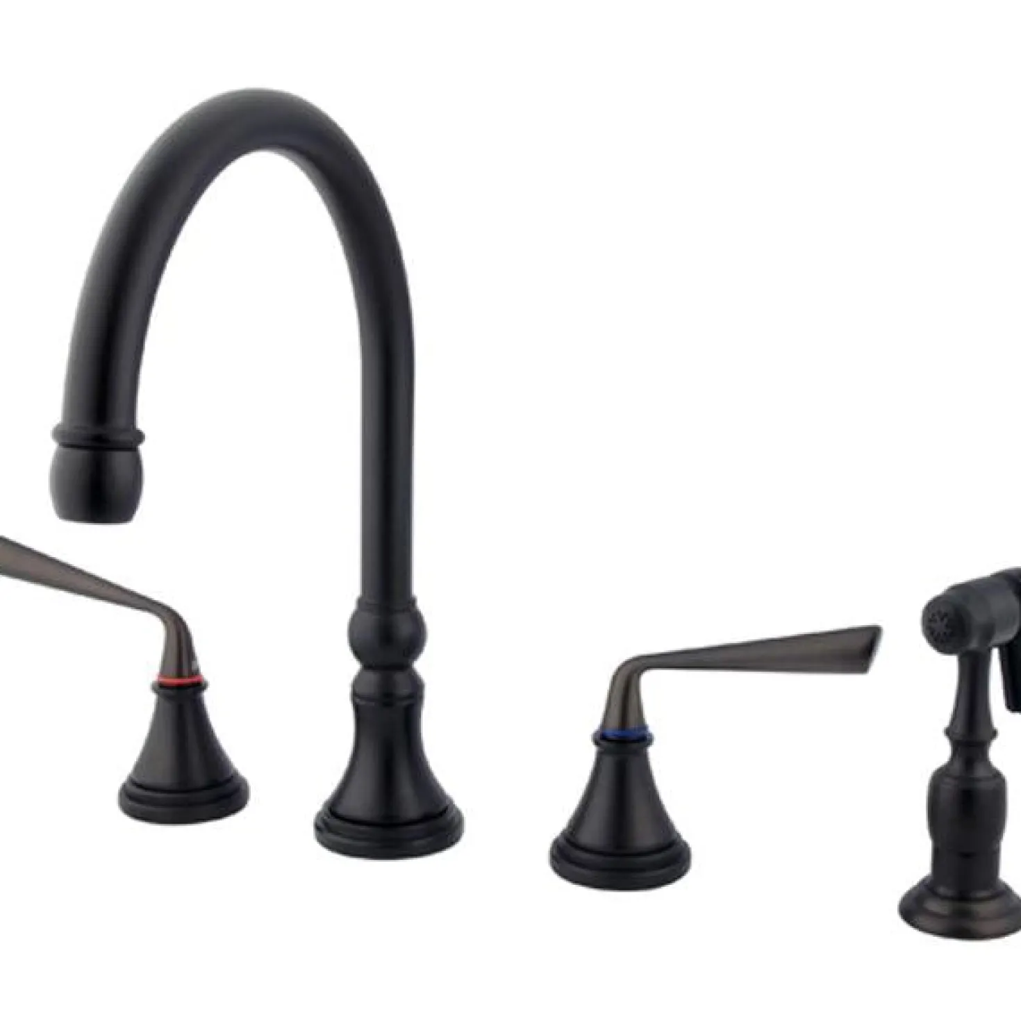 Kingston Brass Silver Sage 8" Deck Mount Kitchen Faucet with Brass Sprayer