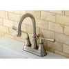 Kingston Brass Silver Sage Two Handle 4" Centerset Lavatory Faucet with Brass Pop-up in Satin Nickel