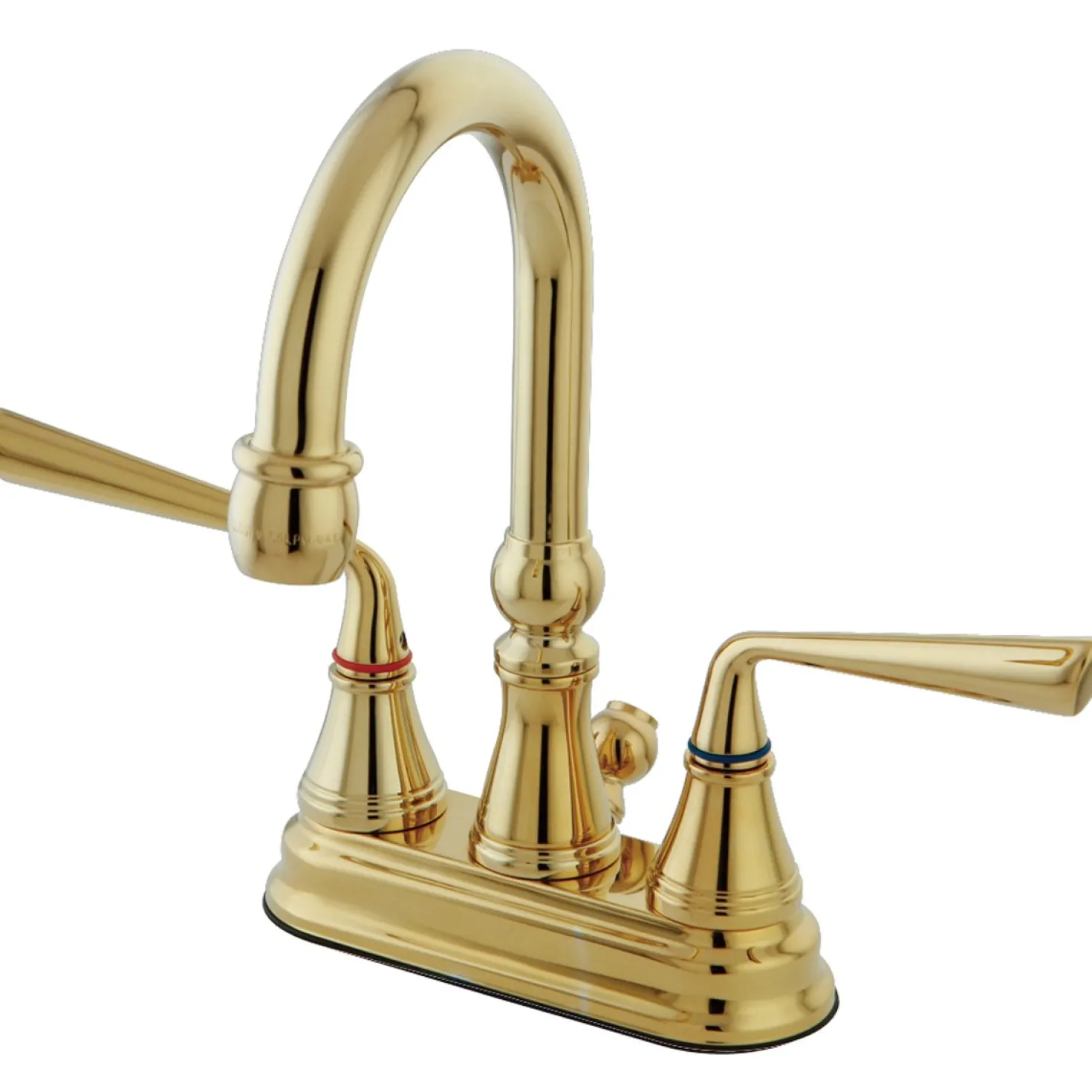 Kingston Brass Silver Sage Two Handle 4" Centerset Lavatory Faucet with Brass Pop-up in Polished Brass