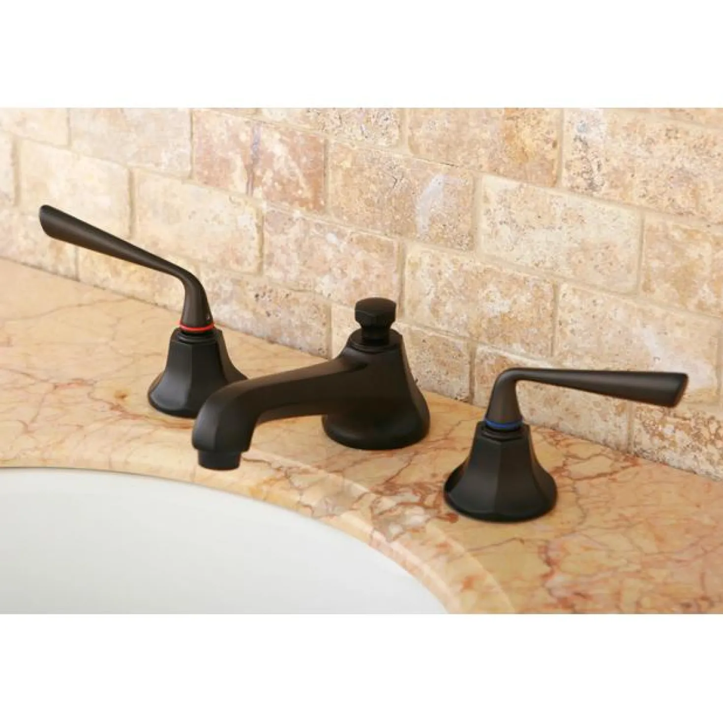 Kingston Brass Silver Sage Two Handle Three Hole 8" to 16" Widespread Lavatory Faucet with Brass Pop-up