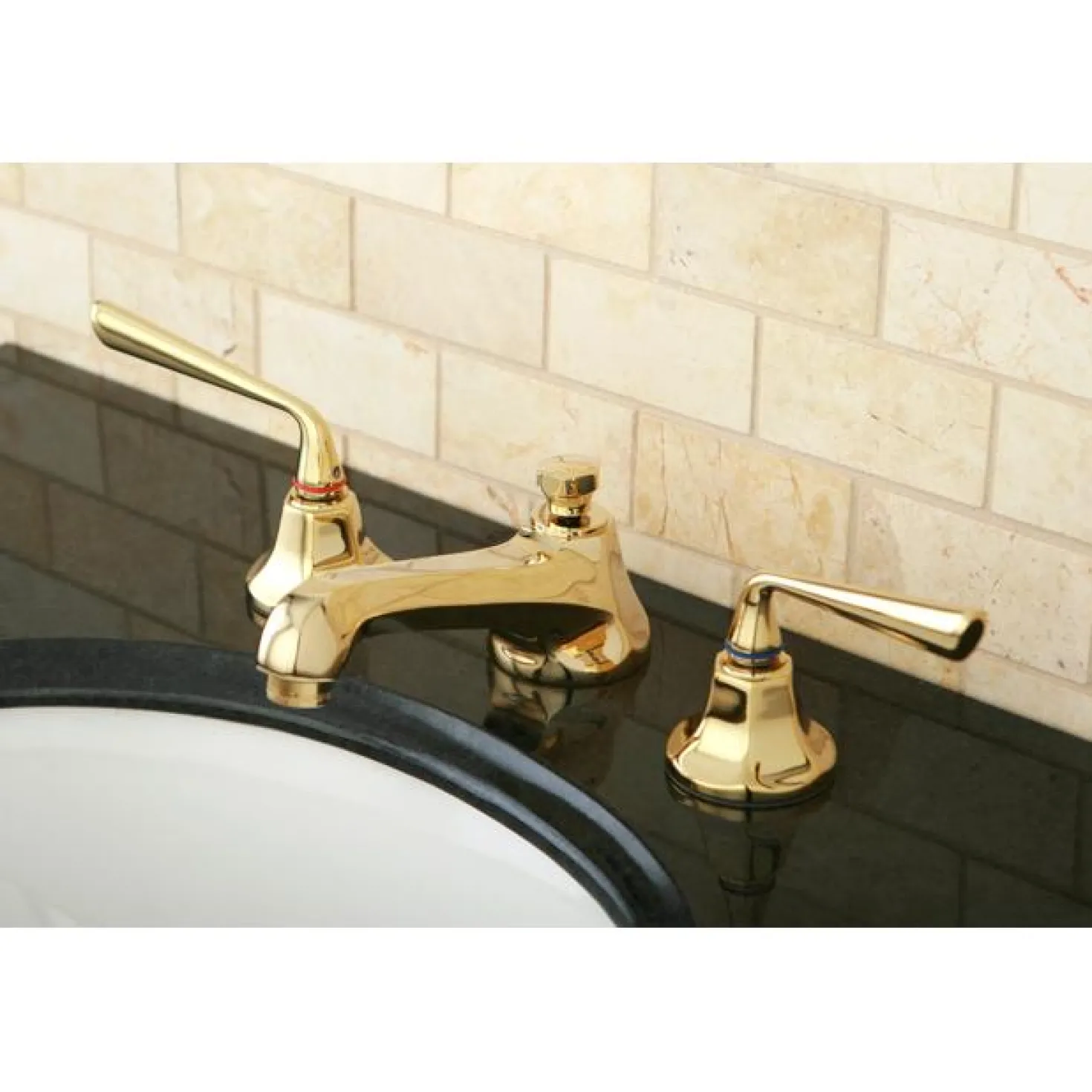 Kingston Brass Silver Sage Two Handle Three Hole 8" to 16" Widespread Lavatory Faucet with Brass Pop-up