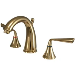 Kingston Brass Silver Sage Two Handle Deck Mount 8" to 16" Widespread Lavatory Faucet with Brass Pop-up