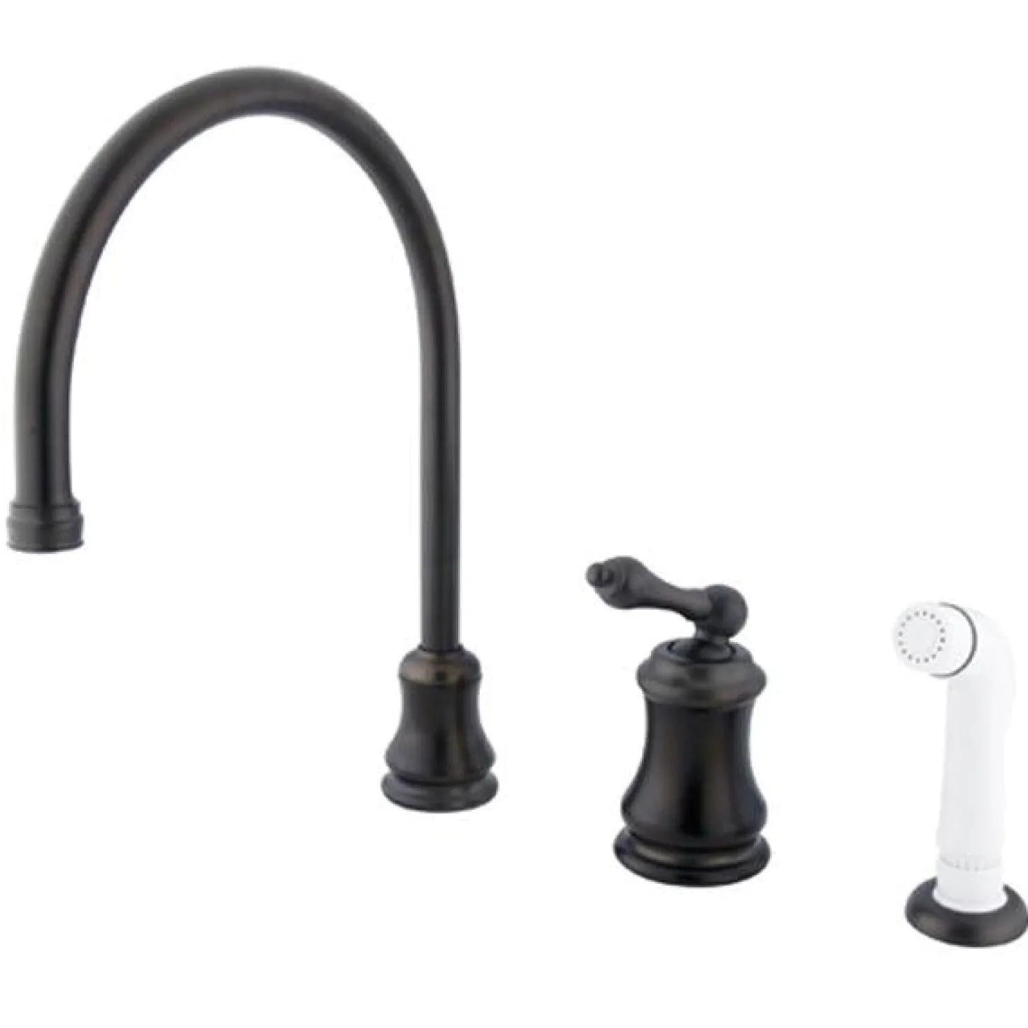 Kingston Brass Single Handle Widespread Kitchen Faucet with Non-Metallic Sprayer in Oil Rubbed Bronze