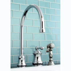 Kingston Brass Single Handle Widespread Kitchen Faucet with Brass Sprayer
