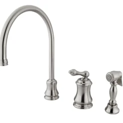 Kingston Brass Single Handle Widespread Kitchen Faucet with Brass Sprayer
