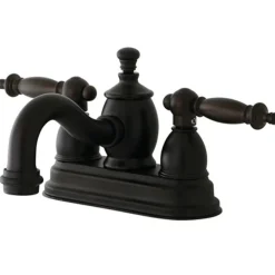 Kingston Brass Templeton 4" Centerset Lavatory Faucet with Metal Lever Handle and Heritage Spout