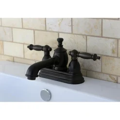 Kingston Brass Templeton 4" Centerset Lavatory Faucet with Heritage Spout and Metal Lever Handle