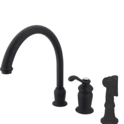 Kingston Brass Templeton Single Handle High Spout Kitchen Faucet with Brass Sprayer