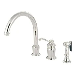 Kingston Brass Templeton Single Handle High Spout Kitchen Faucet with Brass Sprayer