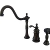 Kingston Brass Templeton Single Handle Widespread Kitchen Faucet with Brass Sprayer in Oil Rubbed Bronze