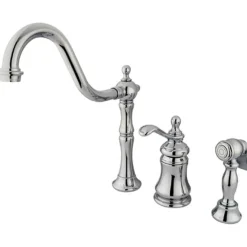 Kingston Brass Templeton Single Handle Widespread Kitchen Faucet with Brass Sprayer