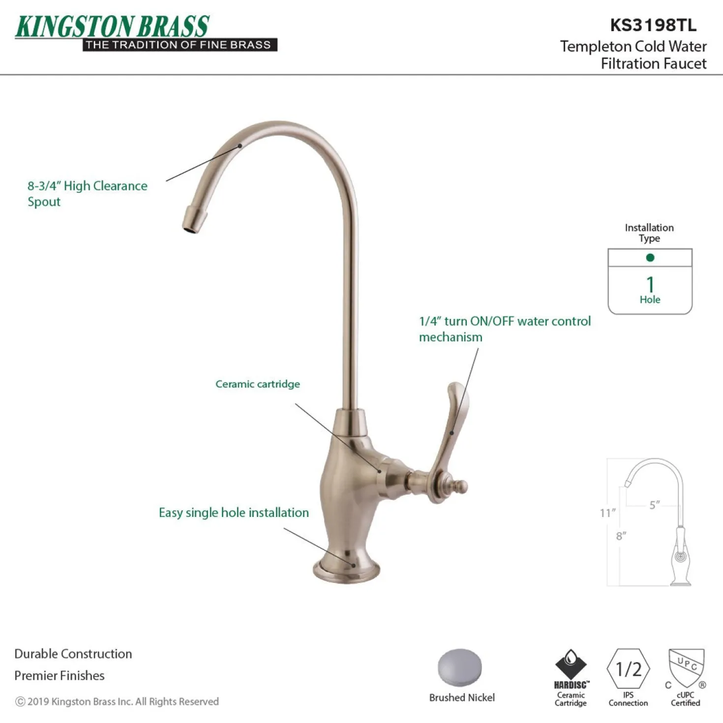 Kingston Brass Templeton Single Handle Water Filtration Faucet