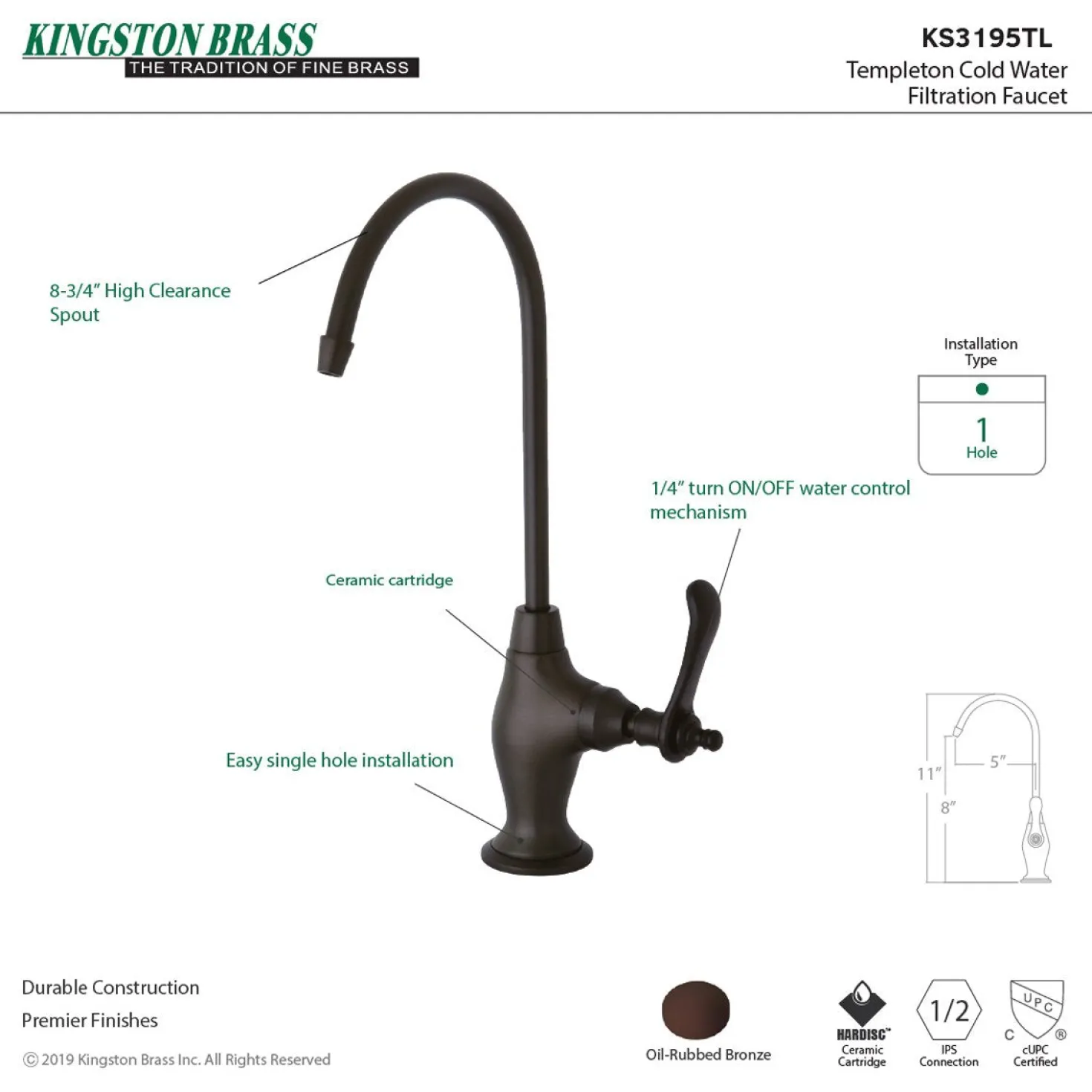 Kingston Brass Templeton Single Handle Water Filtration Faucet