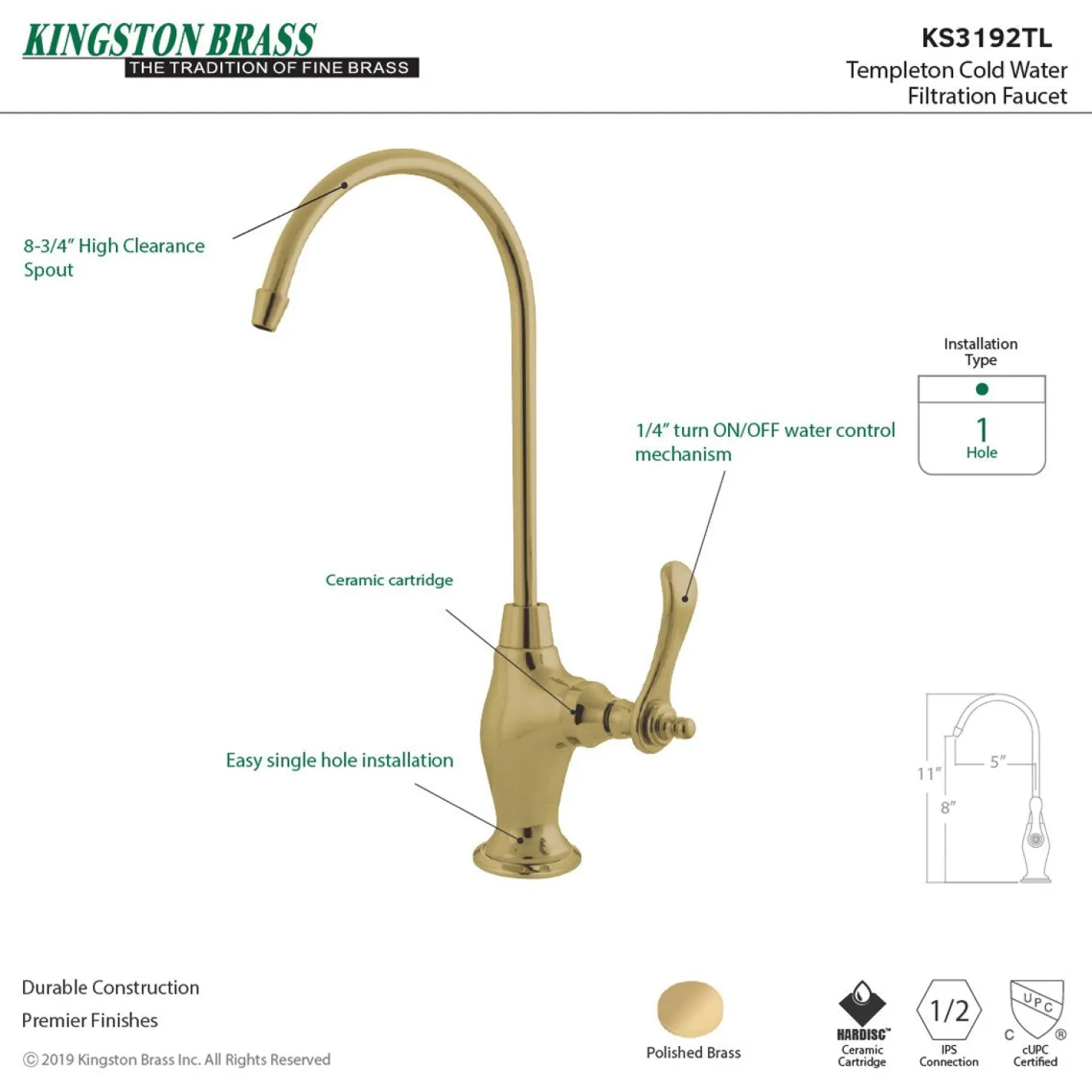 Kingston Brass Templeton Single Handle Water Filtration Faucet