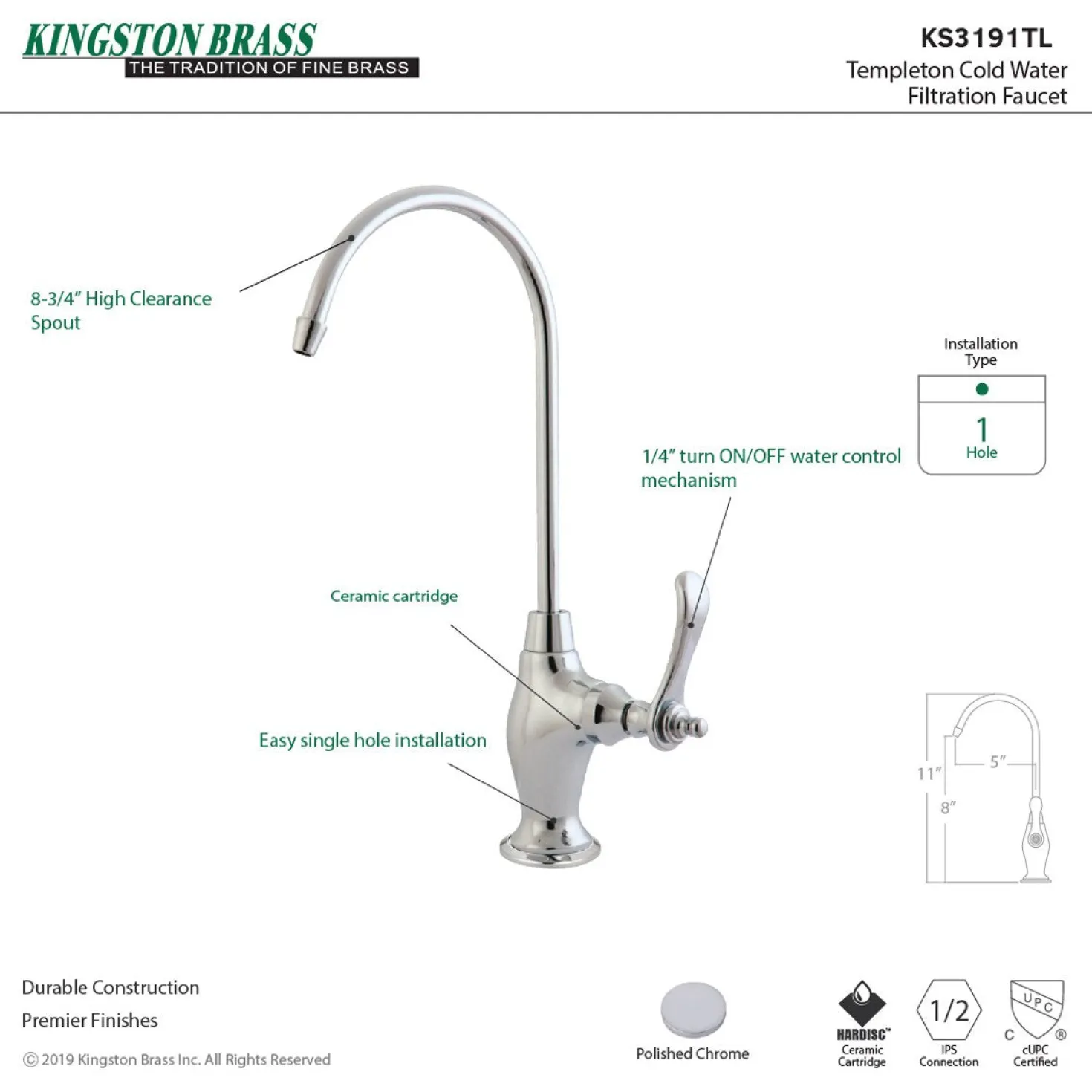 Kingston Brass Templeton Single Handle Water Filtration Faucet