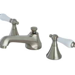 Kingston Brass Three-Hole 8-Inch Widespread Bathroom Faucet with Brass Pop-Up