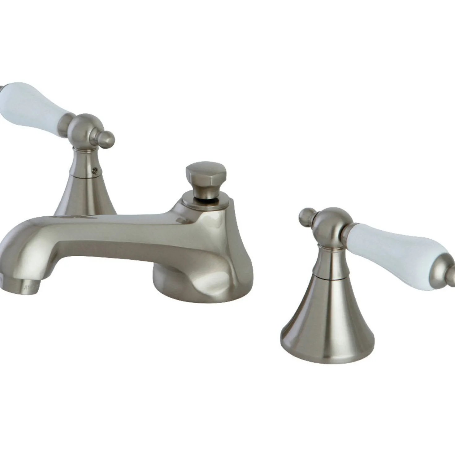 Kingston Brass Three-Hole 8-Inch Widespread Bathroom Faucet with Brass Pop-Up
