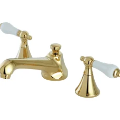 Kingston Brass Three-Hole 8-Inch Widespread Bathroom Faucet with Brass Pop-Up