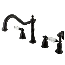 Kingston Brass 8" to 16" Widespread Kitchen Faucet with Brass Sprayer