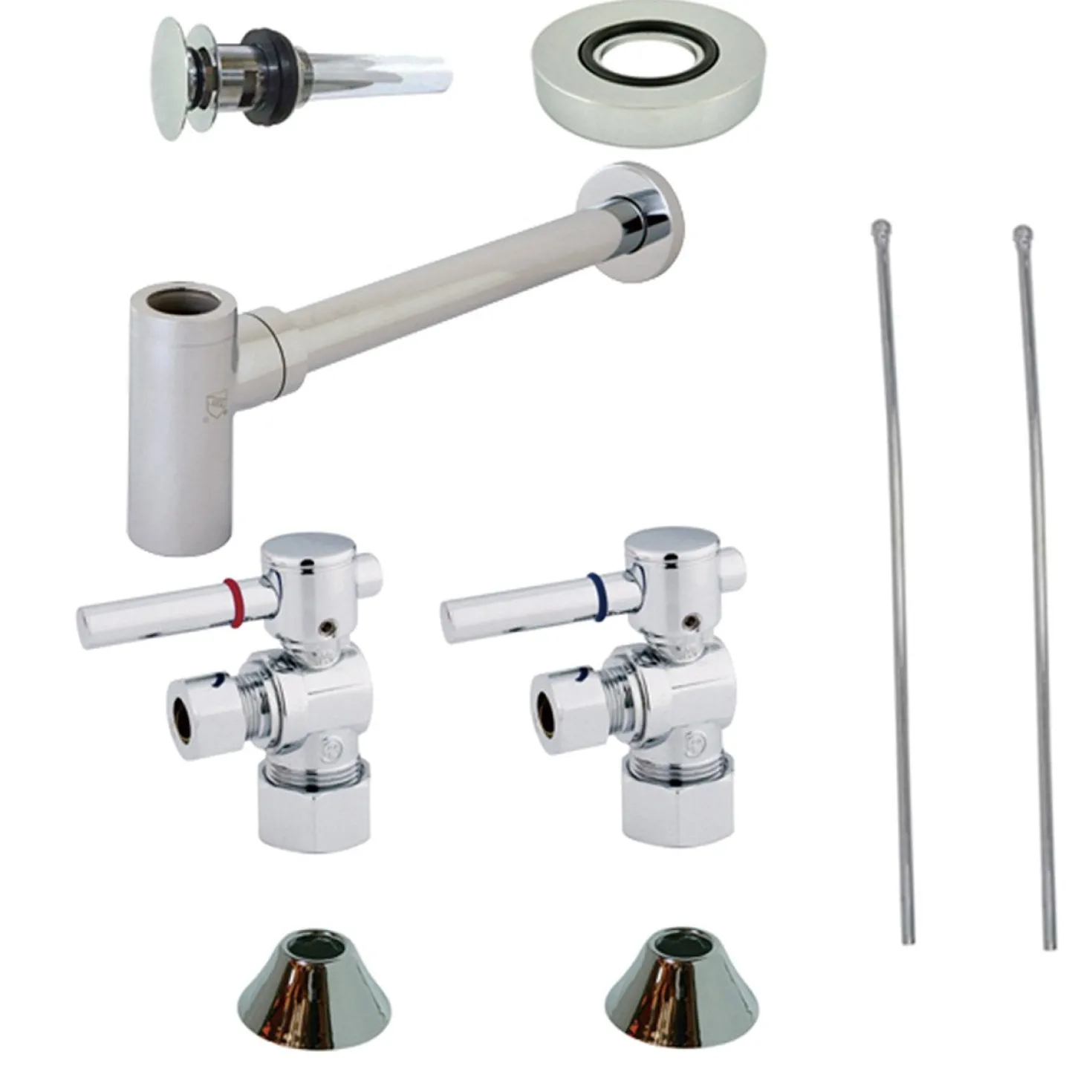 Kingston Brass Trimscape Contemporary Plumbing Sink Trim Kit with Bottle Trap for Vessel Sink with Overflow Hole