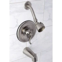 Kingston Brass Tub and Shower Faucet in Brushed Nickel