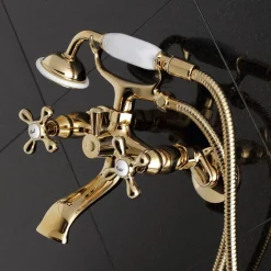 Kingston Brass Tub Wall Mount Clawfoot Tub Faucet with Hand Shower