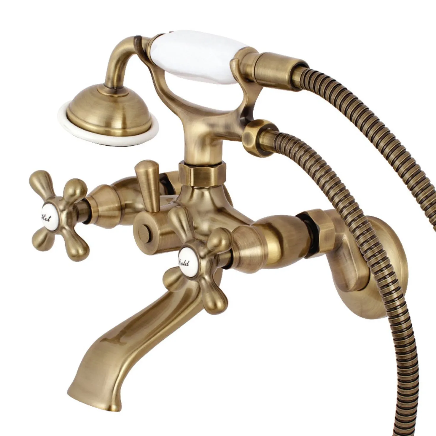 Kingston Brass Tub Wall Mount Clawfoot Tub Faucet with Hand Shower