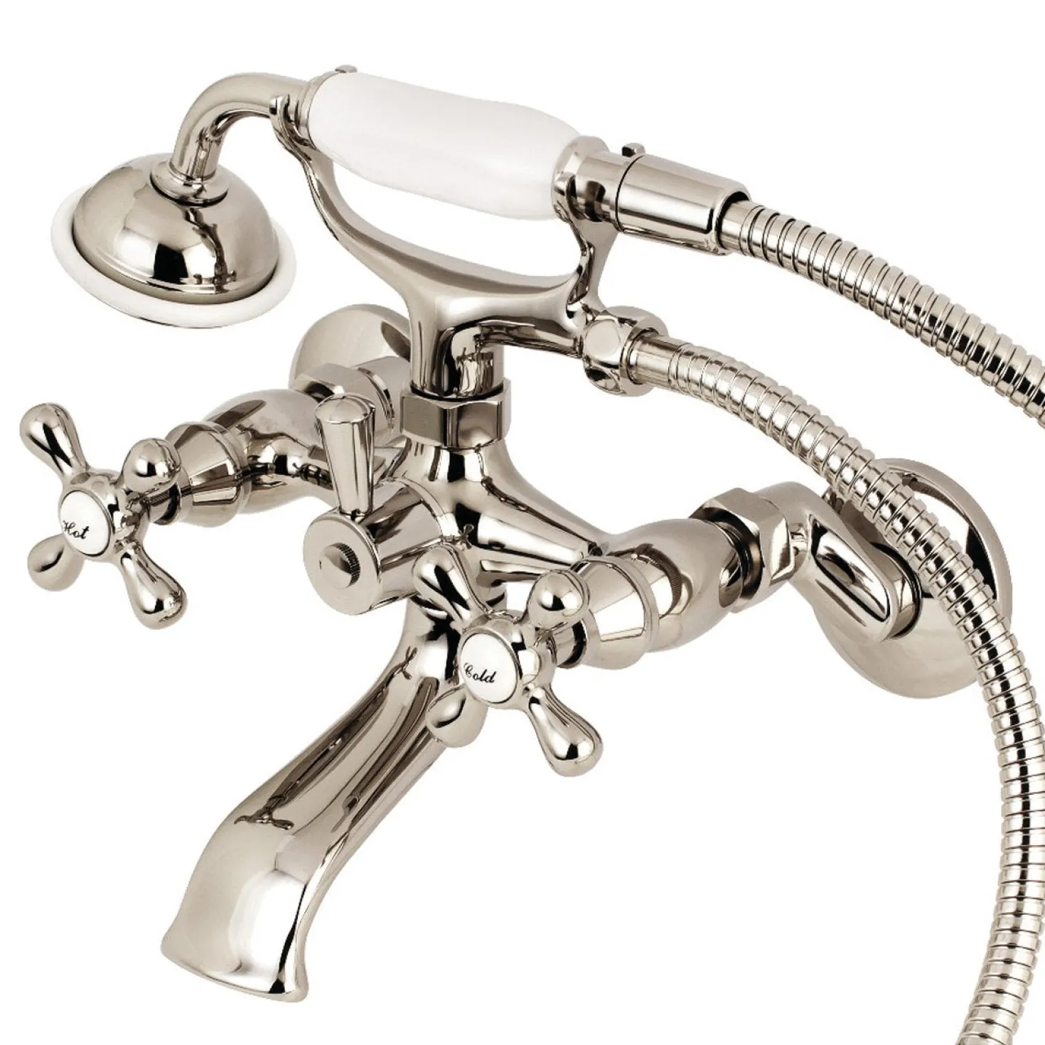 Kingston Brass Tub Wall Mount Clawfoot Tub Faucet with Hand Shower