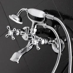 Kingston Brass Tub Wall Mount Clawfoot Tub Faucet with Hand Shower