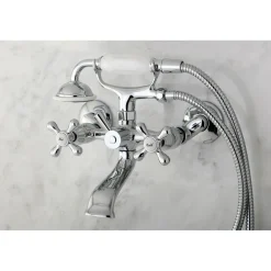 Kingston Brass Tub Wall Mount Clawfoot Tub Faucet with Hand Shower