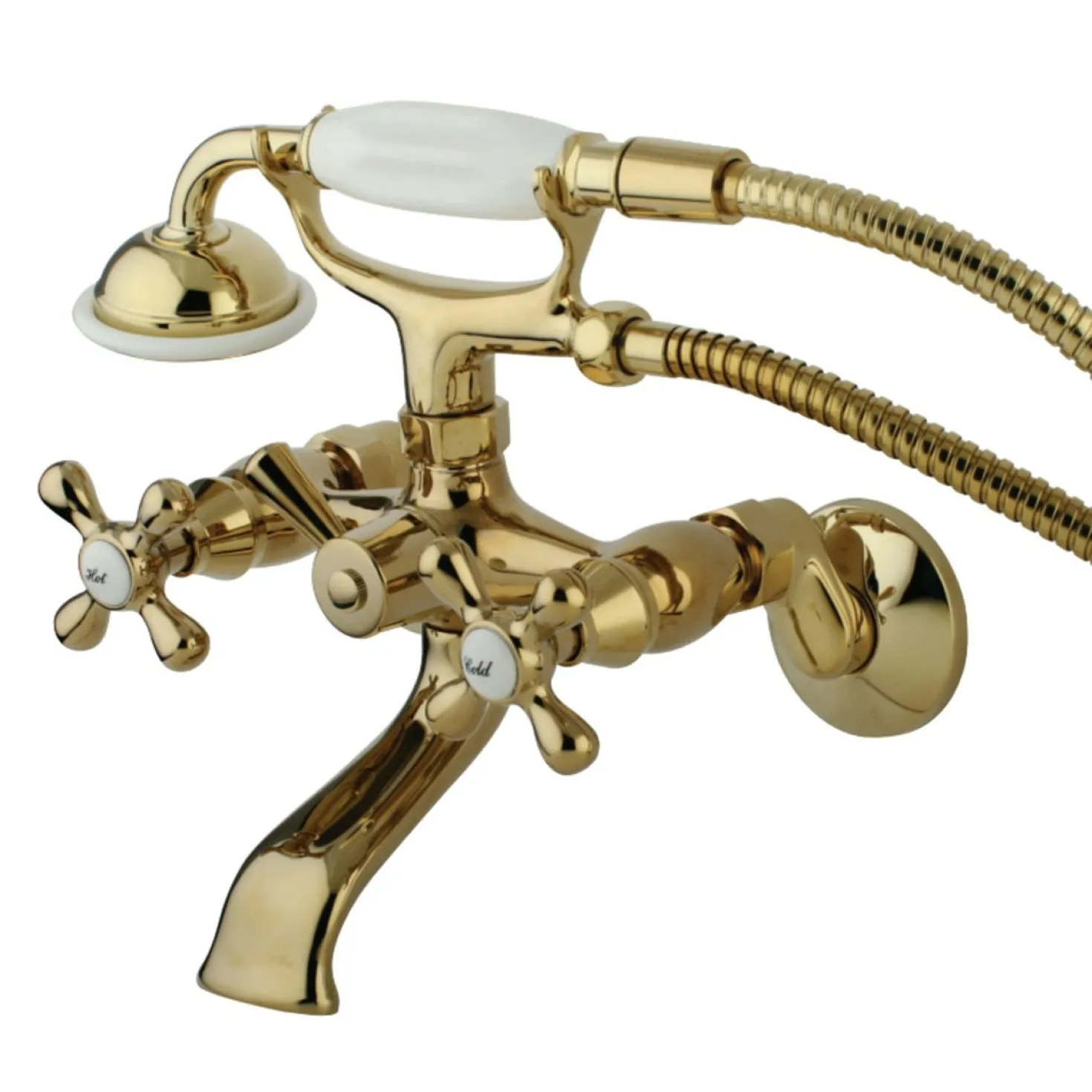 Kingston Brass Tub Wall Mount Clawfoot Tub Faucet with Hand Shower