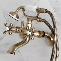 Kingston Brass Tub Wall Mount Clawfoot Tub Faucet with Hand Shower