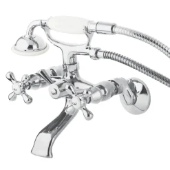 Kingston Brass Tub Wall Mount Clawfoot Tub Faucet with Hand Shower