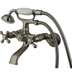 Kingston Brass Tub Wall Mount Clawfoot Tub Faucet with Hand Shower
