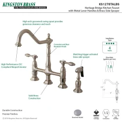 Kingston Brass Tudor Bridge Kitchen Faucet with Brass Sprayer