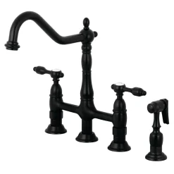 Kingston Brass Tudor Bridge Kitchen Faucet with Brass Sprayer