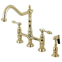 Kingston Brass Tudor Bridge Kitchen Faucet with Brass Sprayer