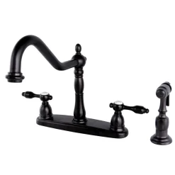 Kingston Brass Tudor 8" Center Kitchen Faucet with Brass Sprayer