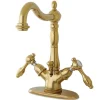 Kingston Brass Tudor 4" Center Lavatory Faucet with Brass Pop-up in Polished Brass