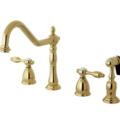 Kingston Brass Tudor Classic 8" Center Kitchen Faucet with Brass Sprayer