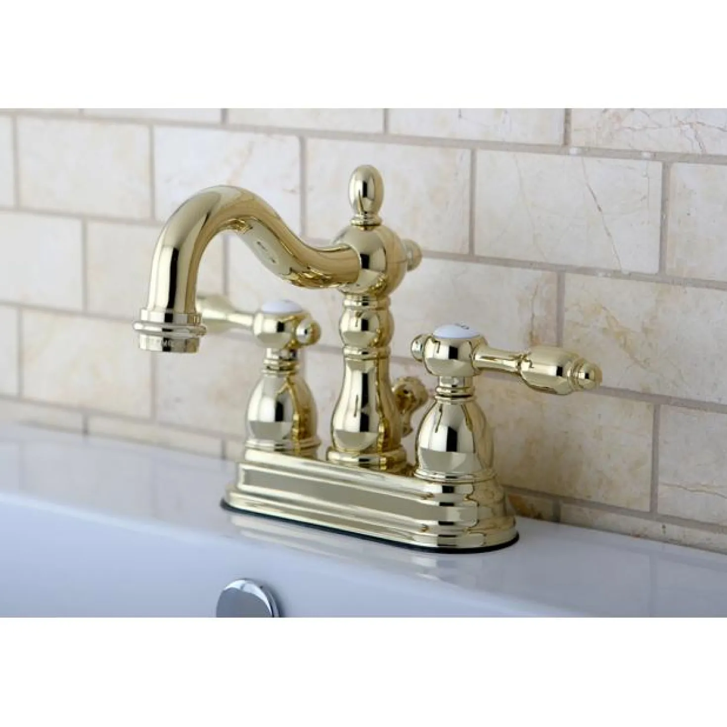 Kingston Brass Tudor Classic 4" Center Lavatory Faucet with Brass Pop-up