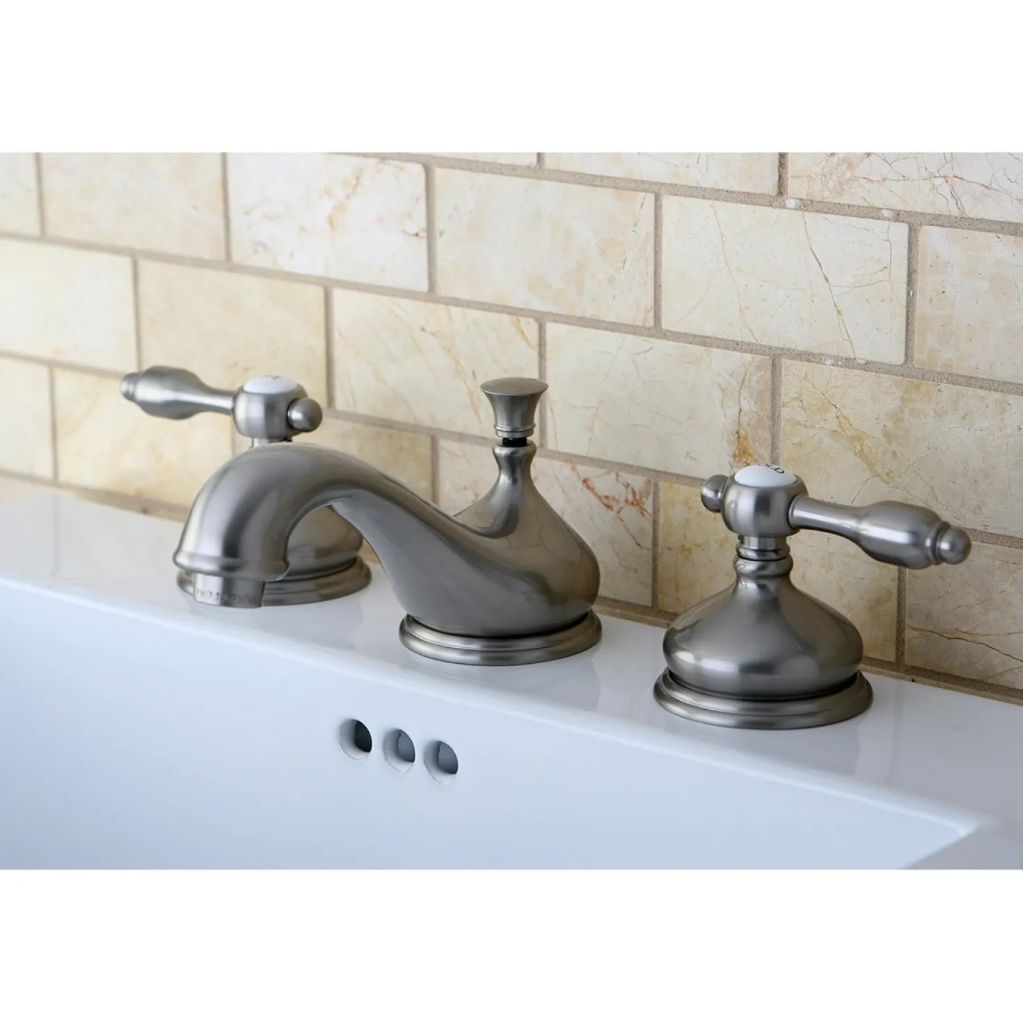 Kingston Brass Tudor Deck Mount 8-Inch Widespread Bathroom Faucet