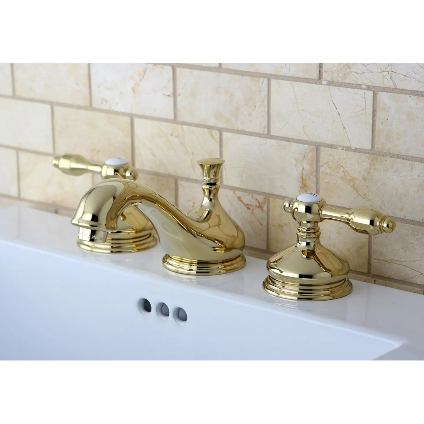 Kingston Brass Tudor Deck Mount 8-Inch Widespread Bathroom Faucet