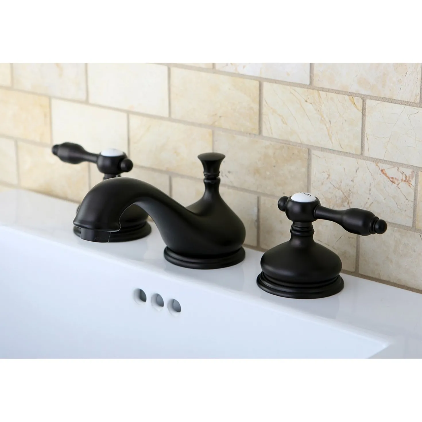 Kingston Brass Tudor Deck Mount 8-Inch Widespread Bathroom Faucet