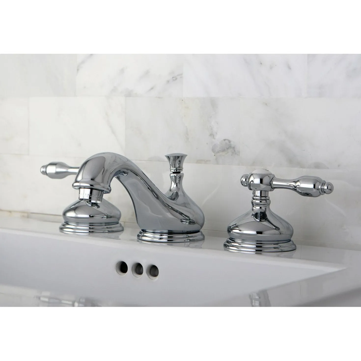 Kingston Brass Tudor Deck Mount 8-Inch Widespread Bathroom Faucet