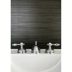 Kingston Brass Tudor Deck Mount 8-Inch Widespread Bathroom Faucet