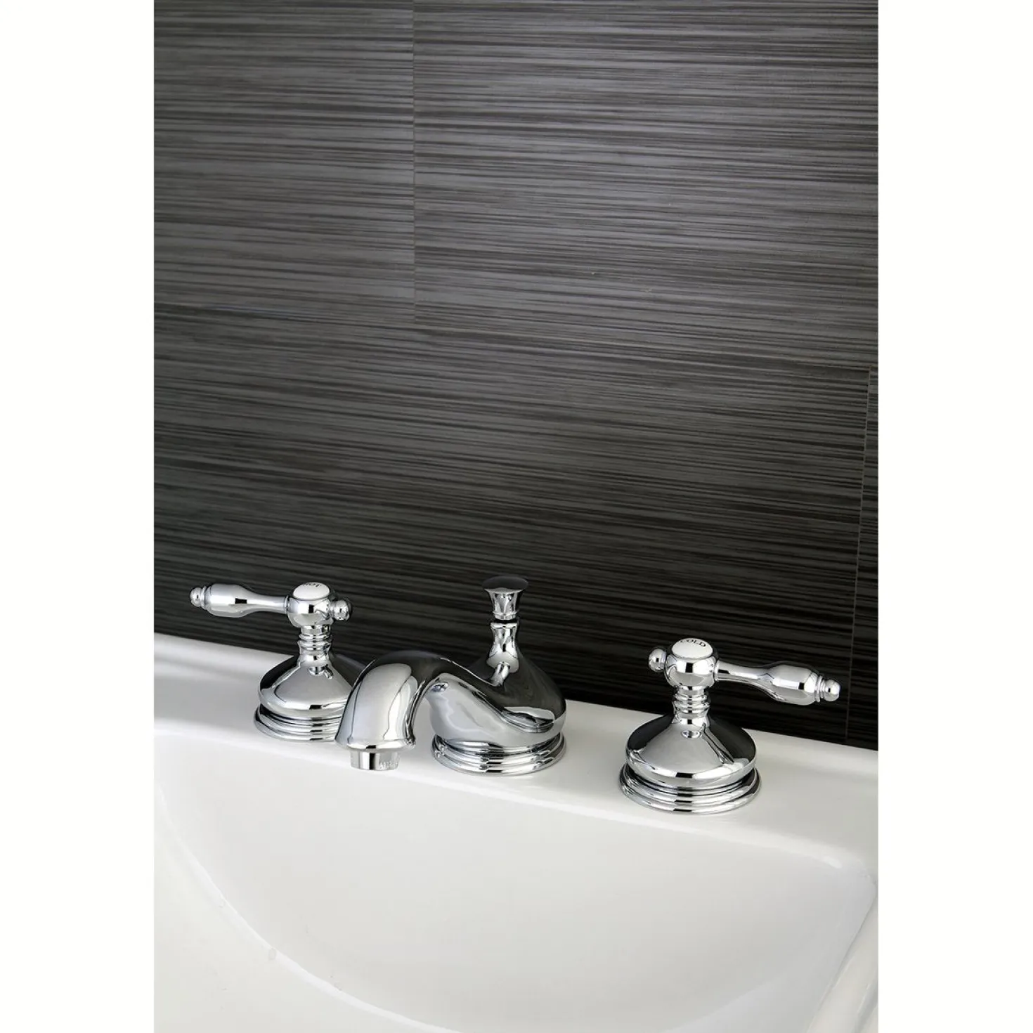 Kingston Brass Tudor Deck Mount 8-Inch Widespread Bathroom Faucet